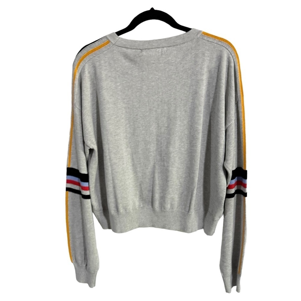 One Grey Day Gray Striped Long Sleeve Crewneck Pullover Sweatshirt Size L NWT - Picture 6 of 10